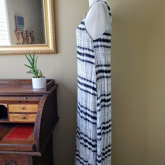 Flynn Skye The Market Maxi Dress Black White Dot Stripe Print Size Large - Picture 9 of 13